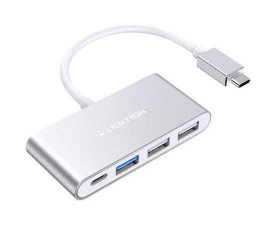 Lention 4in1 Hub USB-C to USB 3.0 + 2x USB 2.0 + USB-C (silver)