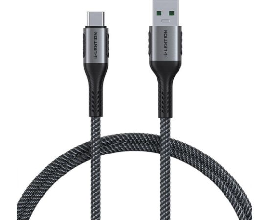 USB-A 3.1 to USB-C Fast charging cable Lention CB-ACE-6A1M, 6A, 10Gbps, 0,5m (black)