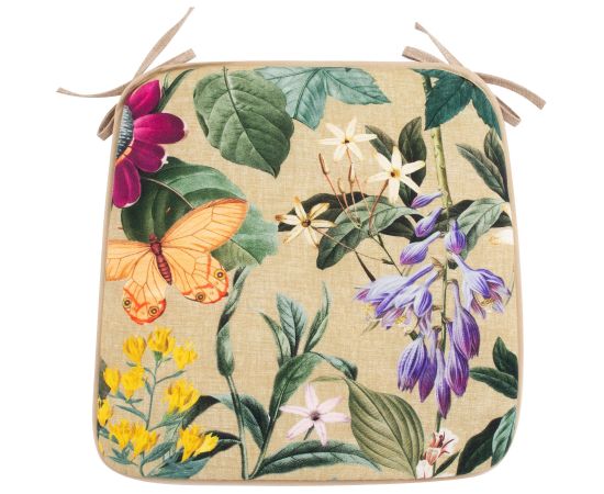 Chair pad AMAZONIA 39x39cm, beige floral