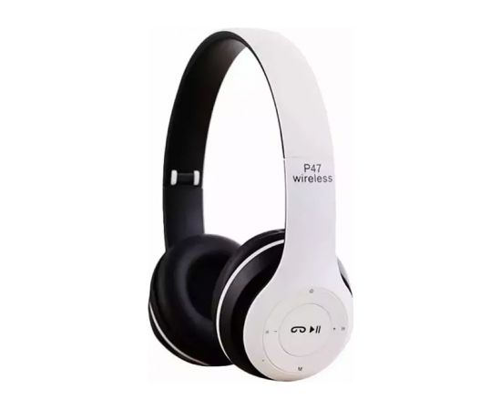 iWear   BITS Noise Cancell Foldable Bluetooth 5.0 Wireless Headset FM Radio / MP3 Mico SD and Phone White