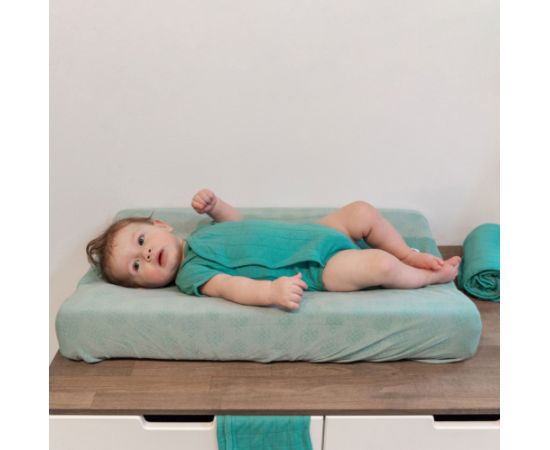 Lodger Romper Solid kokvilnas bodijs ar īsām piedurknēm, Duty turquoise, 68cm - RFS 081_68