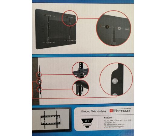 Electriclight Opticum TV stiprinājums pie sienas 23-55collas, līdz 30kg, melns - Mirage Plus