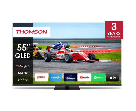 TV Set THOMSON 55" 4K Smart QLED 3840x2160 Wireless LAN Bluetooth Google TV Black 55QG7C14