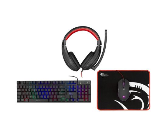 White Shark   COMANCHE-3Gaming set for beginners, gaming keyboard, gaming mouse, gaming headset and mouse pad Black