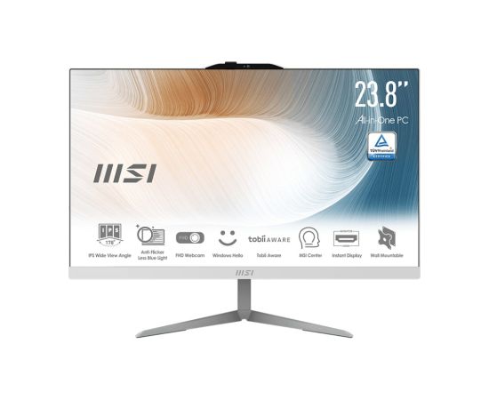 MSI AIO Modern AM242 12M-830XEU i3-1215U 23.8" IPS LED FHD Non-Touch Anti-Glare 8GB SSD512GB M.2 AX211 WiFi 6E noOS White