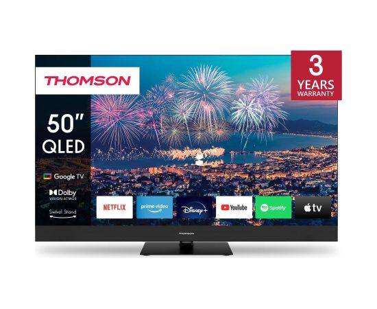 TV Set THOMSON 50" 4K Smart QLED 3840x2160 Wireless LAN Bluetooth Google TV Black 50QG6C14