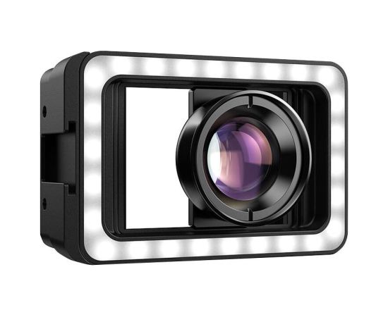 Mobile lens APEXEL APL-HB100FL23 100mm macro with LED (black)