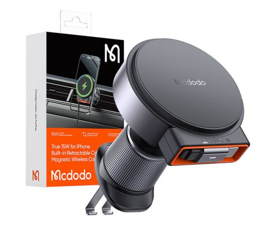 Wireless car charger with retractable USB-C cableMcdodo CH-3000, 15W (black)