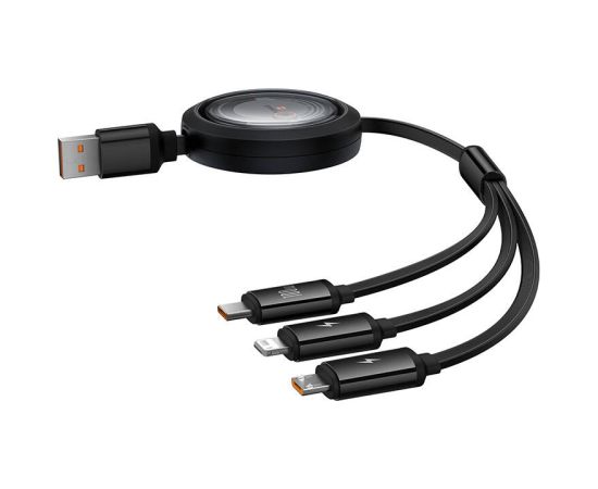 3-in-1 Baseus Free2Draw USB to M+L+C 100W cable, 1.1 m (black)