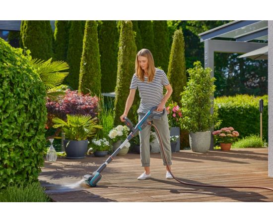 GARDENA cordless multi-cleaner AquaBrush Patio 18V P4A, hard floor cleaner (grey/turquoise, Li-Ion battery 2.5Ah P4A, POWER FOR ALL ALLIANCE)