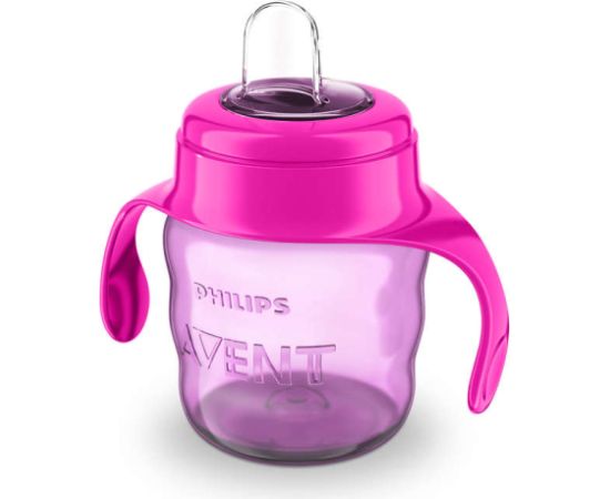 Philips Avent Easy Sip mācību krūzīte ar rokturiem,  6M+, 200ml, silikona snīpis, rozā - SCF551/03