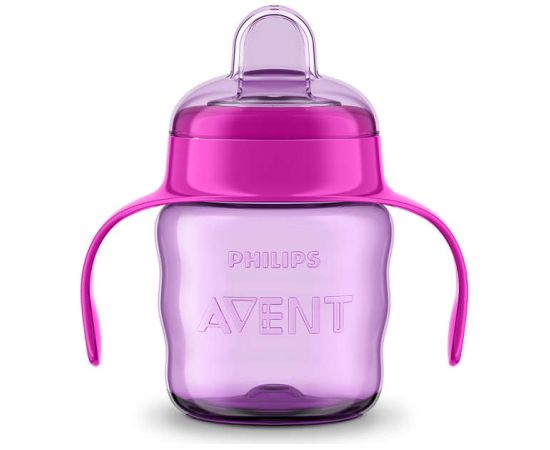 Philips Avent Easy Sip mācību krūzīte ar rokturiem,  6M+, 200ml, silikona snīpis, rozā - SCF551/03