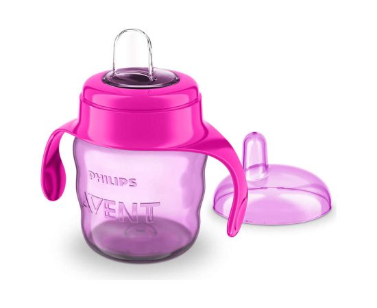 Philips Avent Easy Sip mācību krūzīte ar rokturiem,  6M+, 200ml, silikona snīpis, rozā - SCF551/03