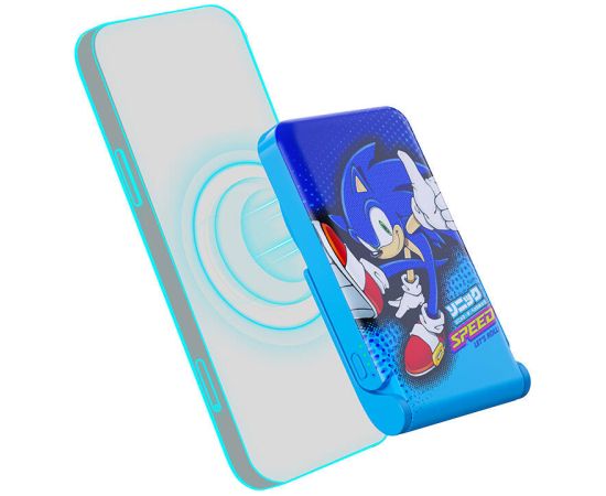 Magnetic powerbank OTL 5000 mAh, USB-C 15W, Sonic The Hedgehoh with stand (blue)