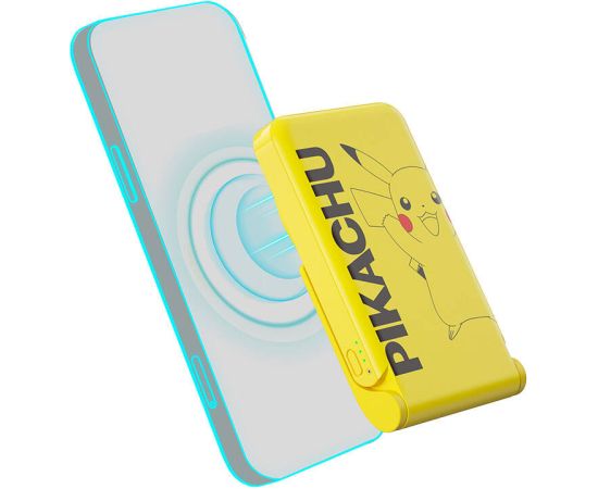 Magnetic powerbank OTL 5000 mAh, USB-C 15W, Pokemon Pikatchu with stand (yellow)