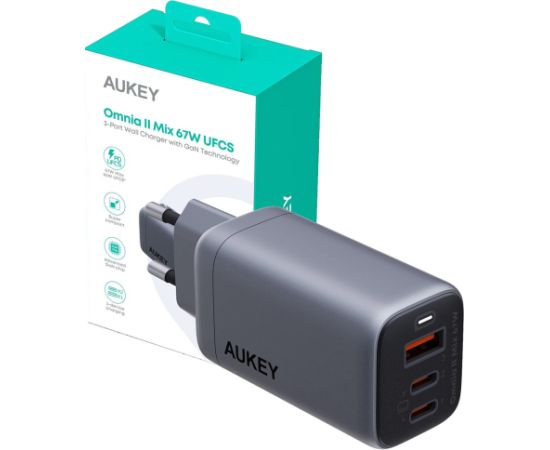 Aukey AUEKY Omnia II Mix PA-B6U Wall charger 1x USB 2x USB-C Power Delivery 3.0 67W