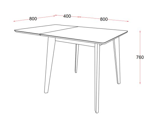 Dining table ROXBY, 80/120x80xH76cm, black