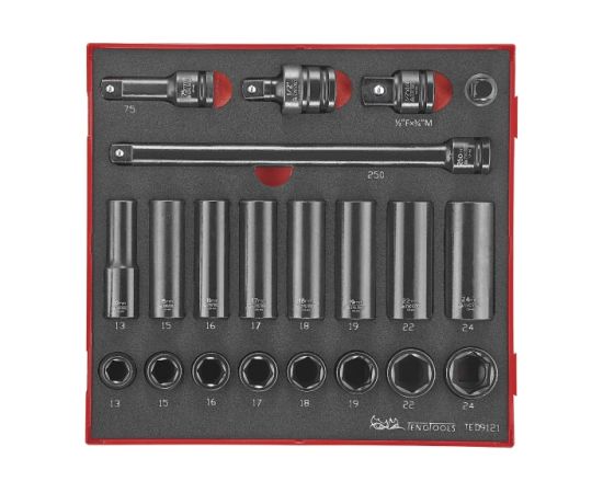 Tengtools Uzgriežņu galviņu komplekts Teng Tools TED 9121; EVA; 21 gab.