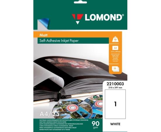 Lomond Self Adhesive Inkjet Photo Paper Matte A4, 25 sheets