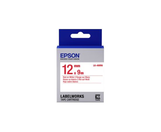 Стандартный этикеточный картридж Epson LK-4WRN (C53S654011), красный на белом, 12 мм (9 м)