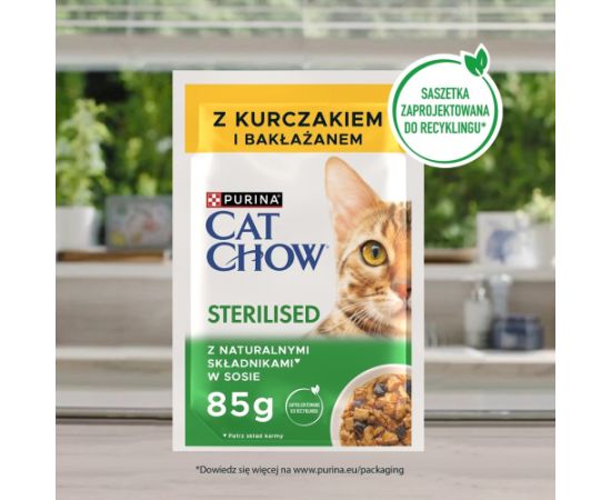 PURINA Cat Chow Sterilised Chicken and Aubergine - wet cat food - 4 x 85g