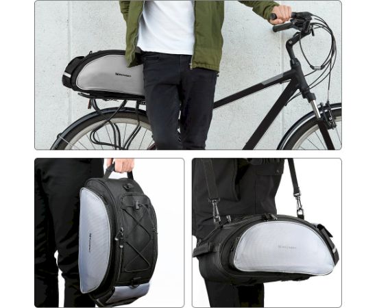 Wozinsky Bicycle Bike Pannier Bag Rear Trunk Bag with Shoulder Strap 13L black (WBB1BK)