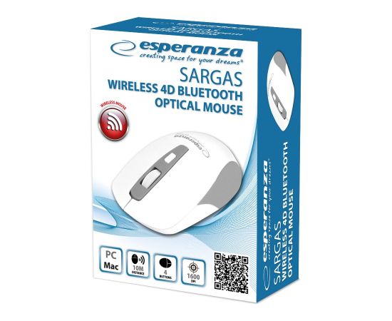 Esperanza EM130W Wireless Bluetooth 4D mouse, white