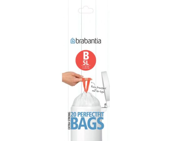 BRABANTIA atkritumu tvertņu maisiņi, 5 l, (B) (20maisi rullītī) White - 311741