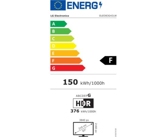 TV Set LG 83" OLED/4K/Smart 3840x2160 Wireless LAN Bluetooth webOS OLED83G42LW