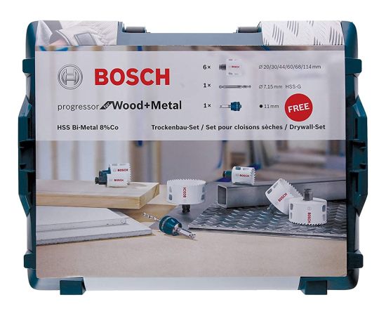 Bosch Hole saw set Progressor for Wood & Metal, 8 pieces (L-BOXX)