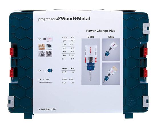 Bosch Hole saw set Progressor for Wood & Metal, 8 pieces (L-BOXX)