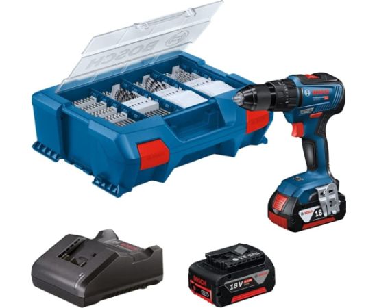 Bosch cordless hammer drill 18V-55 2x 4.0Ah + accessories (LC) - 06019H530A