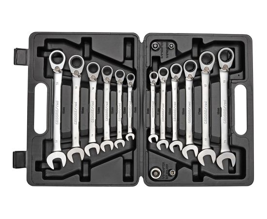 Gedore Red ring ratchet open ended spanner set, 16-piece, wrench (chrome, SW 8 - 19mm)