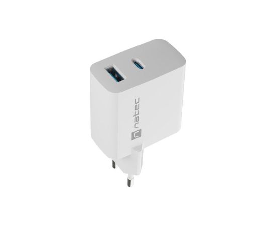 NATEC RIBERA GAN CHARGER 1X USB-A + 1X USB-C 45W WHITE