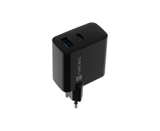 NATEC RIBERA GAN CHARGER 1x USB-A + 1x USB-C 45W BLACK