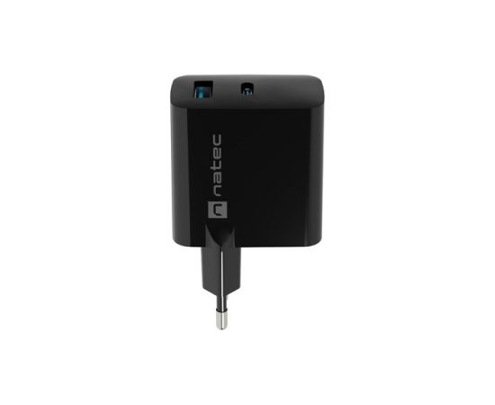 NATEC RIBERA GAN CHARGER 1x USB-A + 1x USB-C 45W BLACK