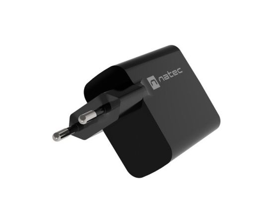 NATEC RIBERA GAN CHARGER 1x USB-A + 1x USB-C 65W BLACK