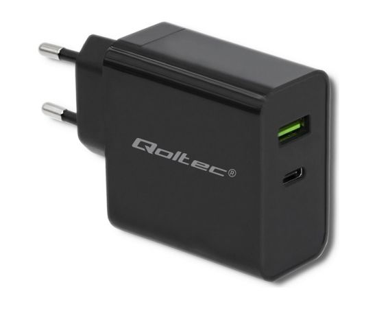 Qoltec 51717 Charger | 45W | 5-20V | 2.25-3A | USB type C PD | USB | Black