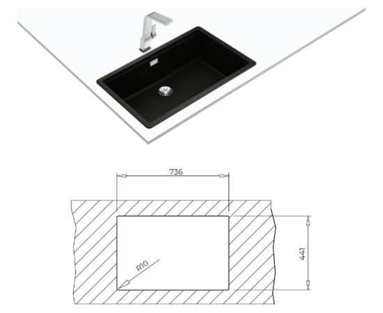 Sink Teka Radea R10 70.40 M-TG carbon