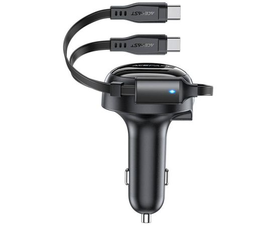 Car Charger Acefast B13, 53W, 2xUSB-C, with retractable cable (black)