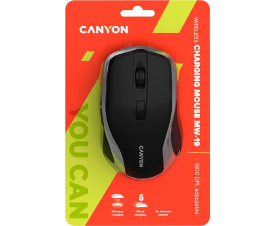 CANYON mouse MW-19 EU Wireless Charge Black Silver