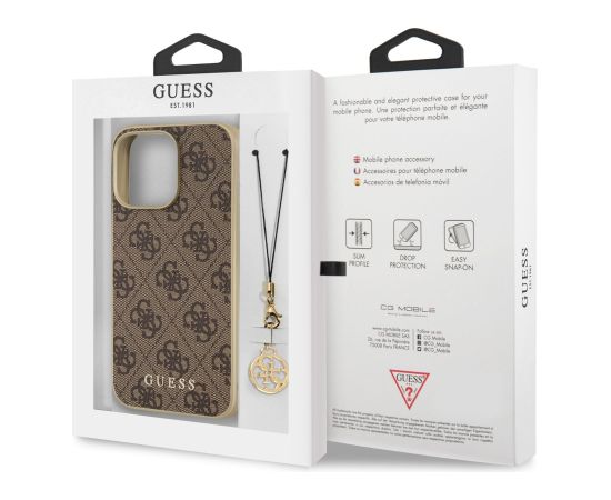 Guess 4G Charms Case for iPhone 13 Pro Max Brown