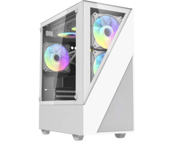 Darkflash Aigo E330M computer case + 4 argb fans (white)