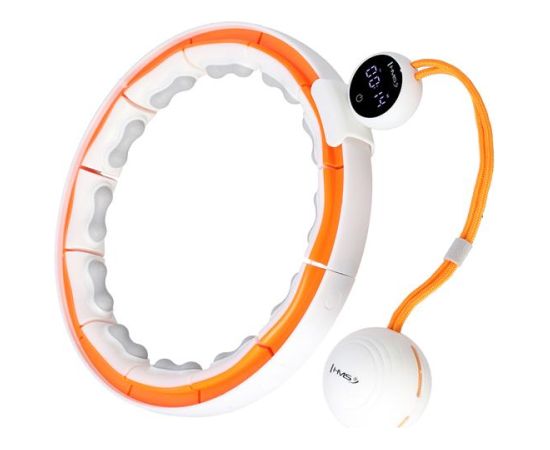 Vingrošanas rinķis ar atsvaru un skaitītāju HHM21 HULA HOP WHITE/ORANGE MAGNETIC WITH WEIGHT + COUNTER HMS