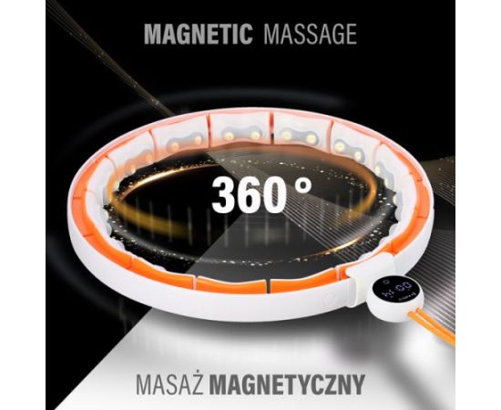 Vingrošanas rinķis ar atsvaru un skaitītāju HHM21 HULA HOP WHITE/ORANGE MAGNETIC WITH WEIGHT + COUNTER HMS