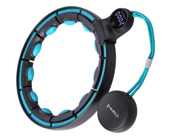 Vingrošanas rinķis ar atsvaru un skaitītāju HHM17 HULA HOP BLACK/TURQUOISE MAGNETIC WITH WEIGHT + COUNTER HMS