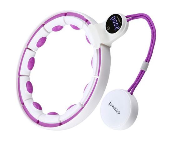 Vingrošanas rinķis ar atsvaru un skaitītāju HHM17 HULA HOP WHITE/VIOLET MAGNETIC WITH WEIGHT + COUNTER HMS