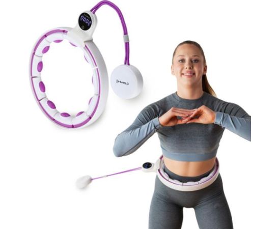 Vingrošanas rinķis ar atsvaru un skaitītāju HHM17 HULA HOP WHITE/VIOLET MAGNETIC WITH WEIGHT + COUNTER HMS