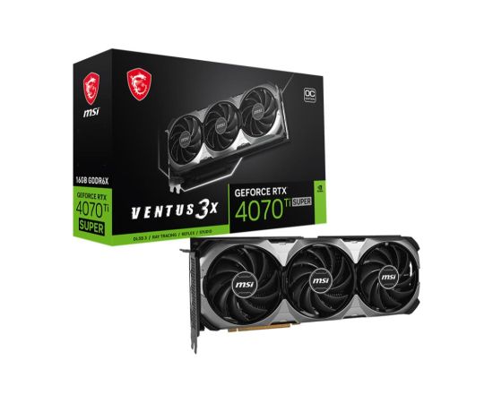 Graphics Card MSI NVIDIA GeForce RTX 4070 Ti SUPER 16 GB GDDR6X 256 bit PCIE 4.0 16x Triple slot Fansink 1xHDMI 3xDisplayPort 4070TISUP16GVEN3XOC