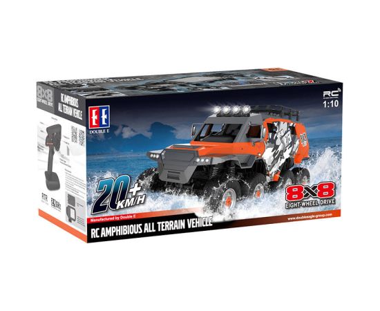 Remote-controlled RC eight-wheel remote control car 1:10 Double Eagle (orange) (amphibious) E373-003